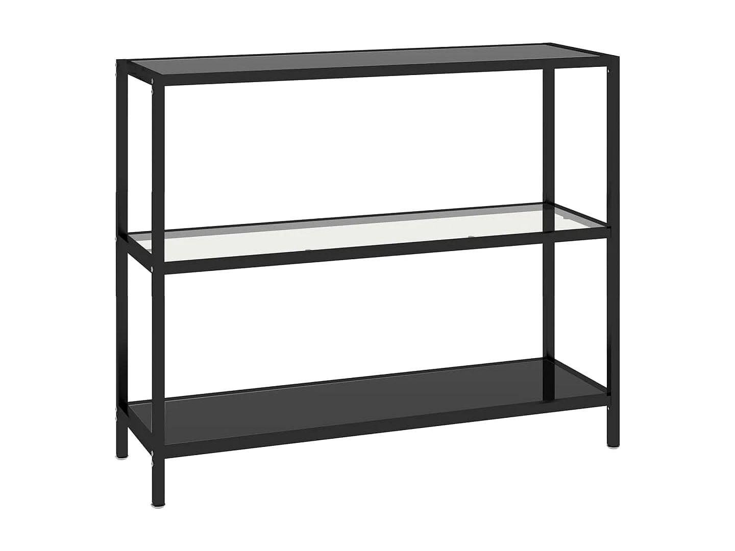 Scaffale Trasparente e Nero 100x36x90 cm in Vetro Temperato