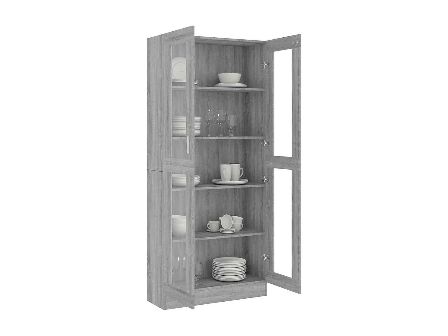 Vitrinenschrank Grau Sonoma 82,5x30,5x185 cm Holzwerkstoff