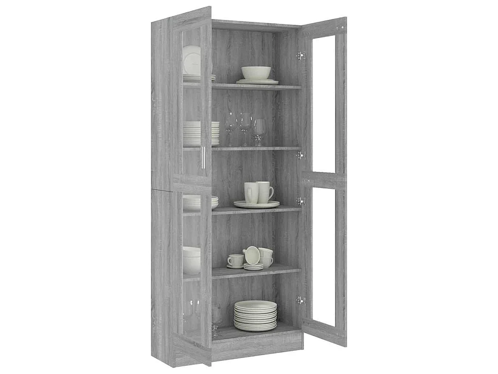 Armoire à vitrine Sonoma gris 82,5x30,5x185cm Bois ingénierie