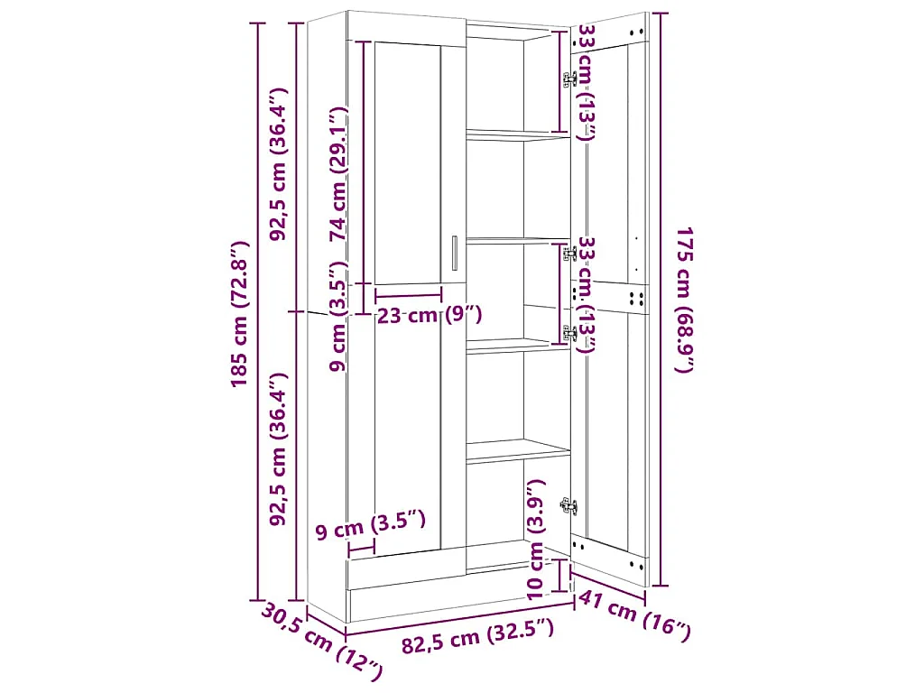 Armoire à vitrine Sonoma gris 82,5x30,5x185cm Bois ingénierie