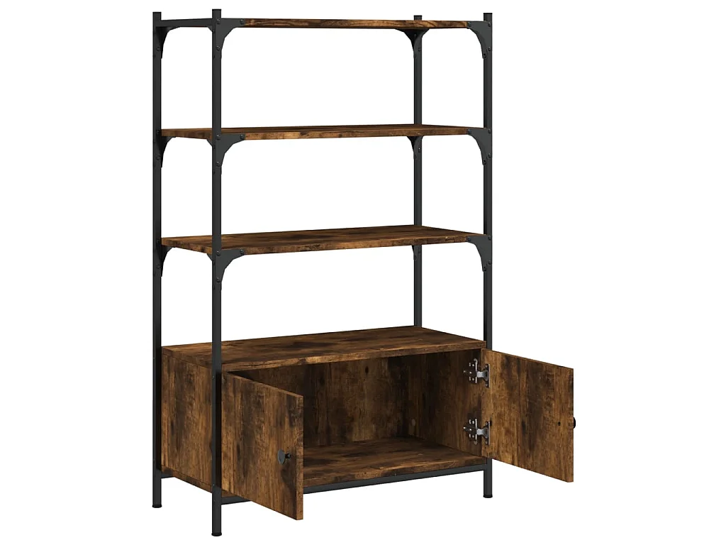 Bibliothèque à 3 niveaux chêne fumé 70x30x109,5 cm