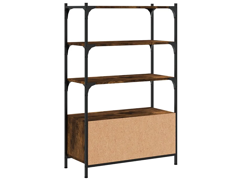 Bibliothèque à 3 niveaux chêne fumé 70x30x109,5 cm