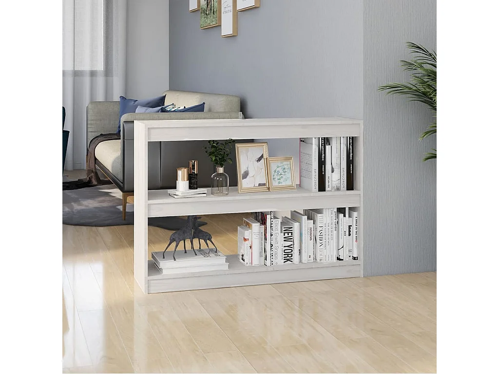 Boekenkast/kamerscherm 100x30x71,5 cm grenenhout wit