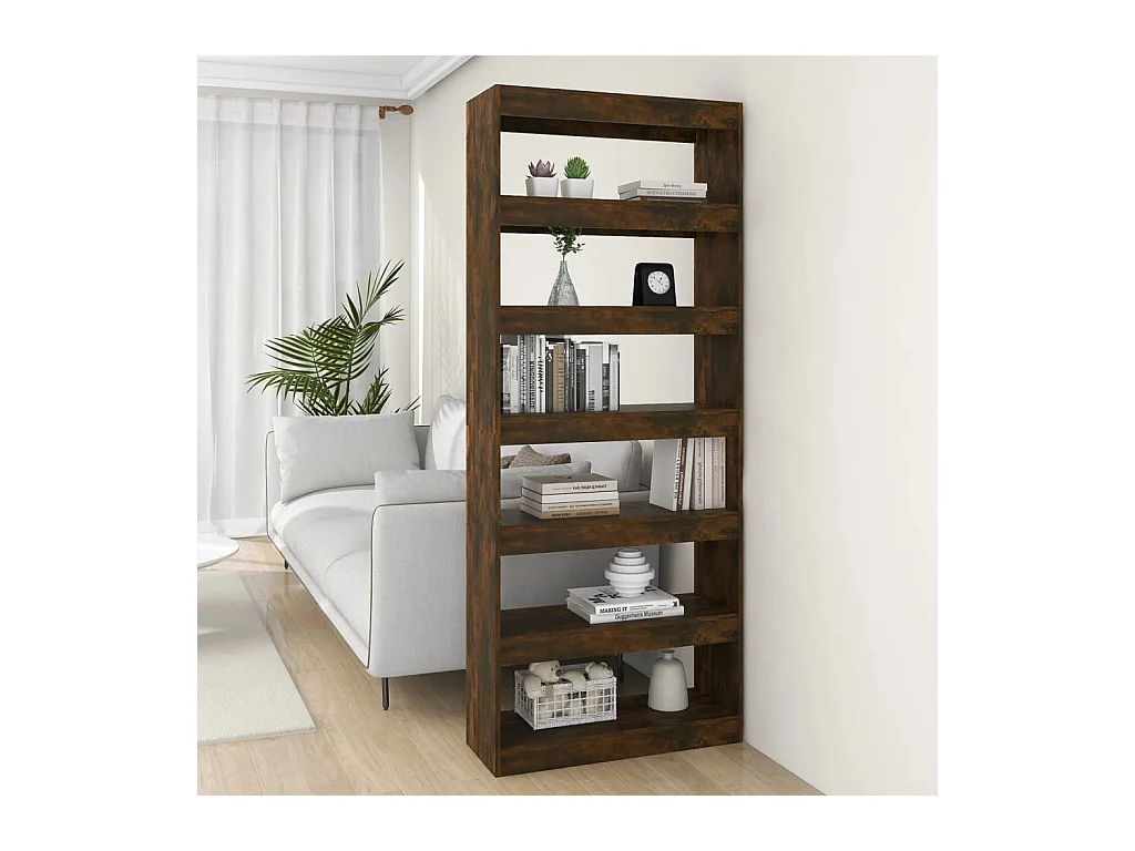 Bibliothèque/Séparateur de pièce Chêne fumé Bois d'ingénierie