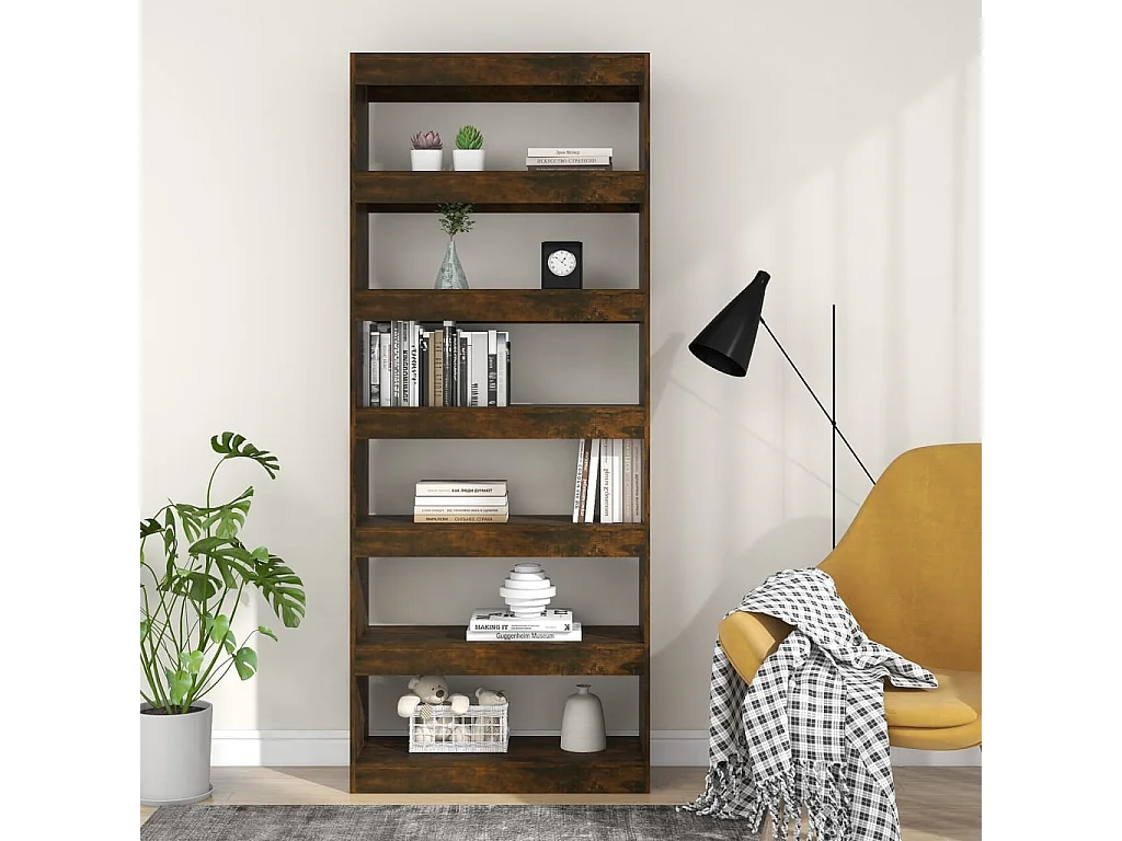Bibliothèque/Séparateur de pièce Chêne fumé Bois d'ingénierie