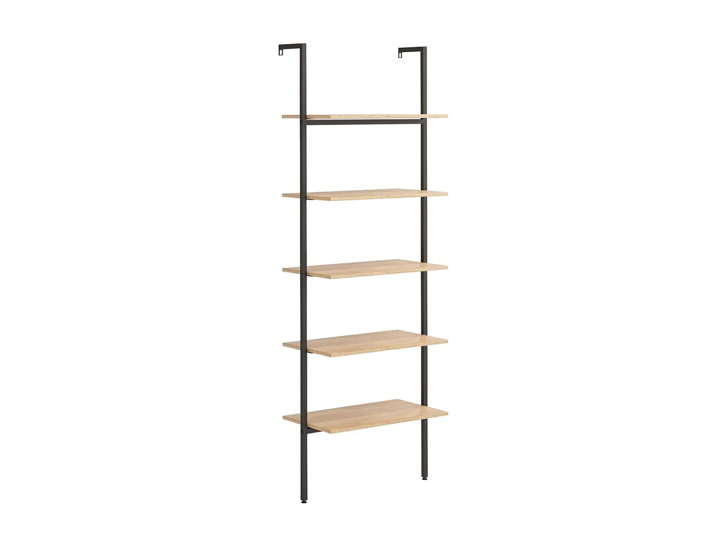 Étagère inclinée à 5 niveaux Marron clair et noir 64x35x185cm