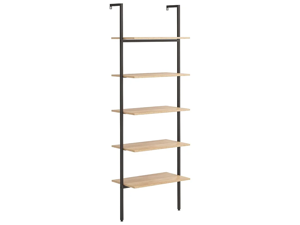 Ladderrek met 5 schappen 64x35x185 cm lichtbruin en zwart
