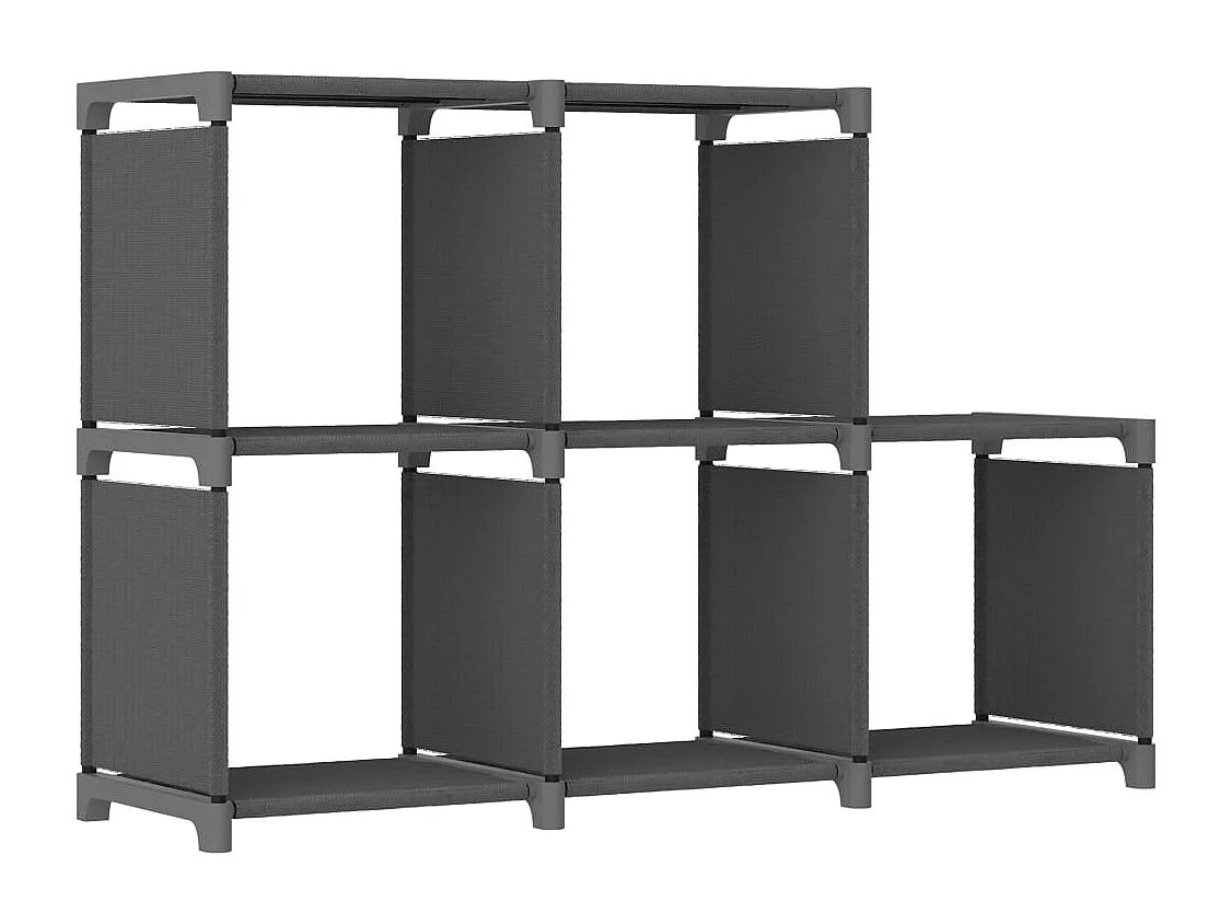 Mensola con 5 Vani a Cubo Grigia 103x30x72,5 cm in Tessuto