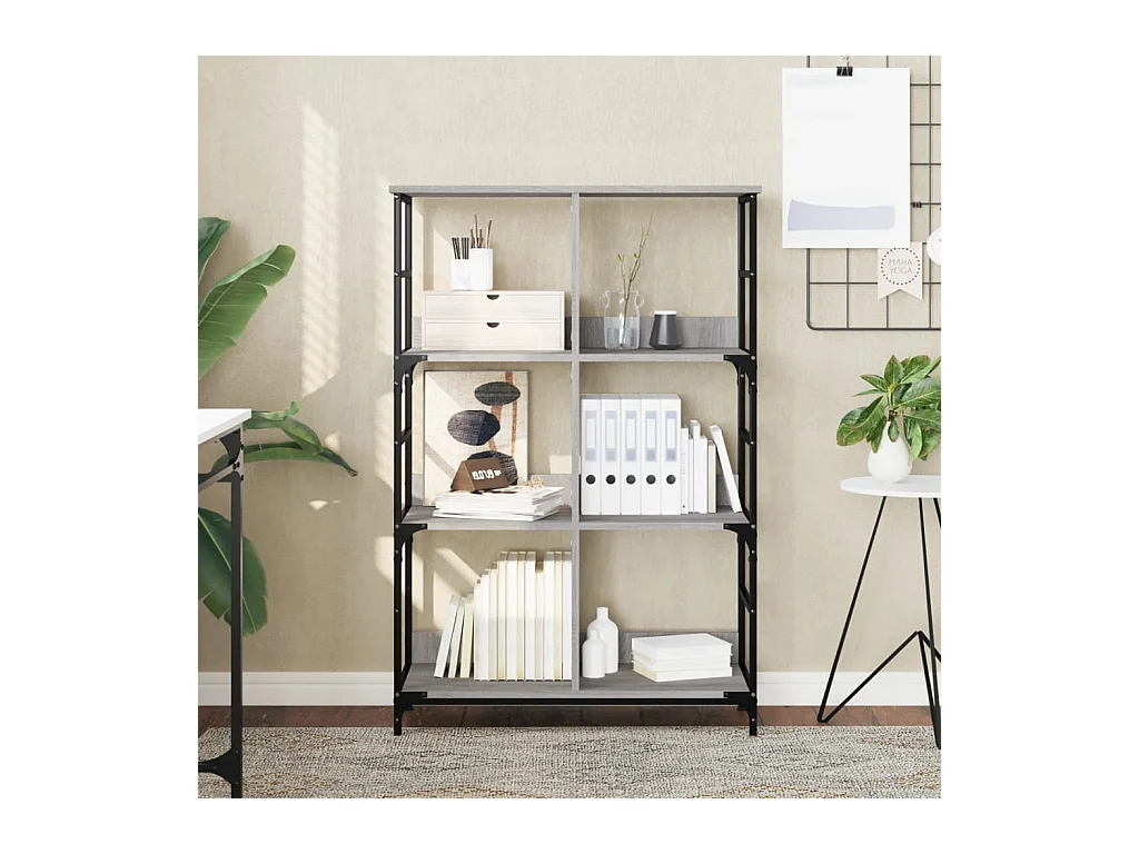 Boekenrek 78,5x33x117,5 cm bewerkt hout grijs sonoma eikenkleur