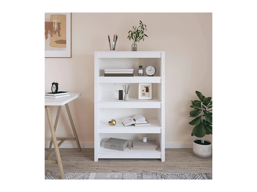 Bibliothèque Blanc 80x35x126 cm Bois de pin massif