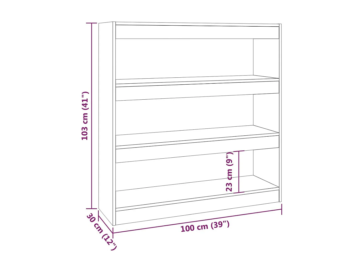 Bücherregal/Raumteiler Betongrau 100x30x103 cm