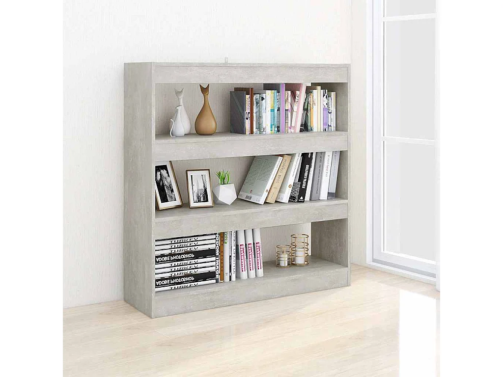 Bibliothèque/Séparateur de pièce Gris béton 100x30x103 cm