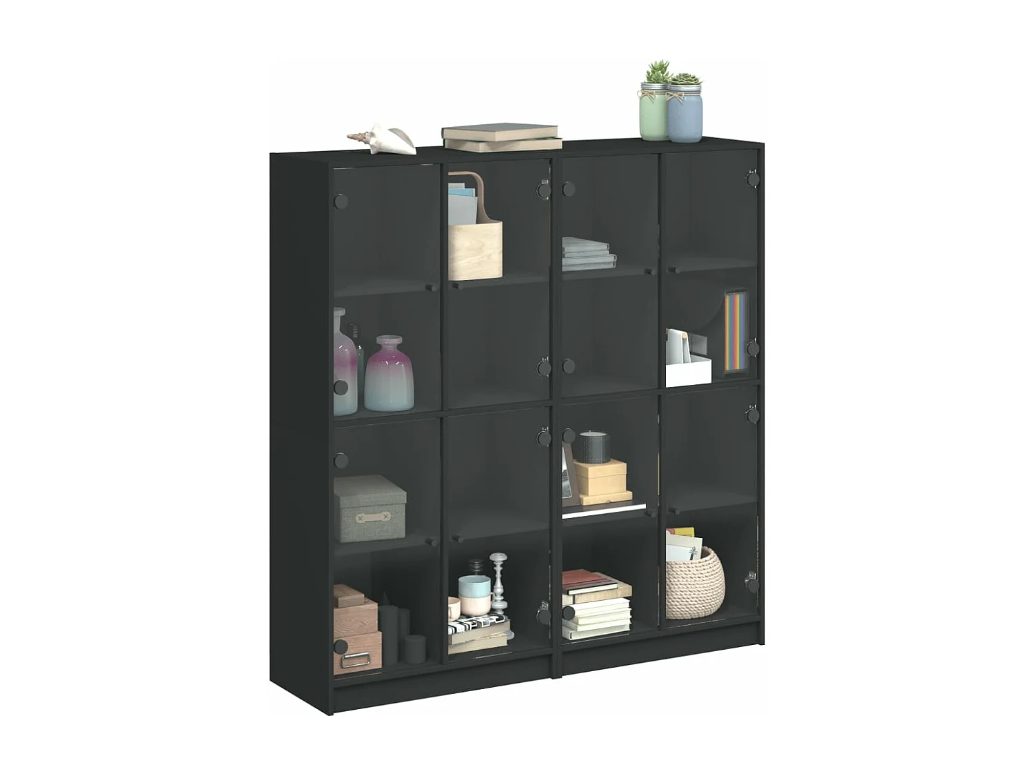 Bibliothèque avec portes noir 136x37x142 cm bois d'ingénierie