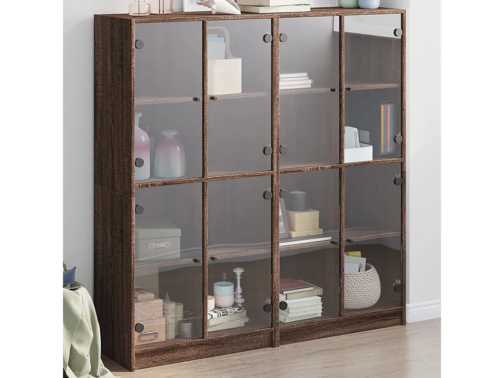 Bibliothèque avec portes chêne marron 136x37x142 cm