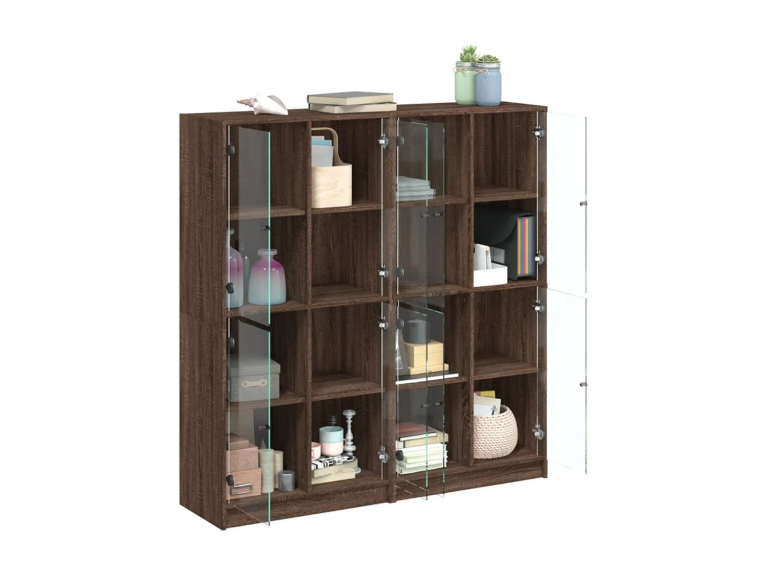 Bibliothèque avec portes chêne marron 136x37x142 cm