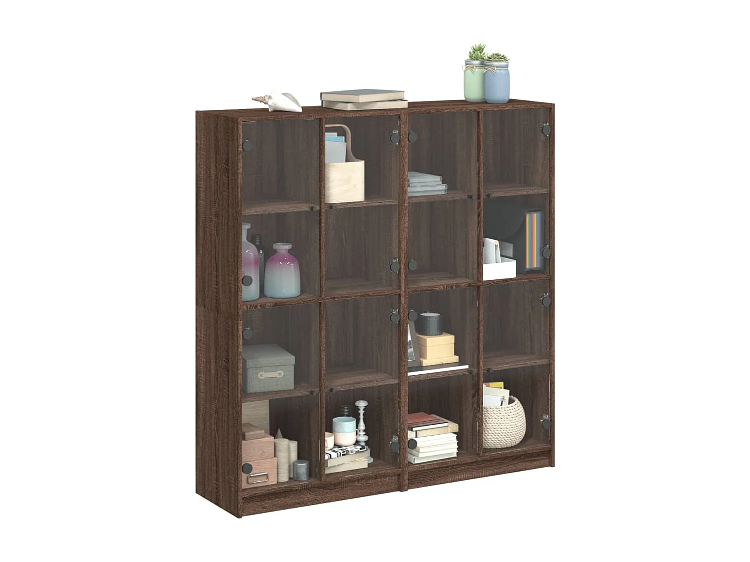 Bibliothèque avec portes chêne marron 136x37x142 cm