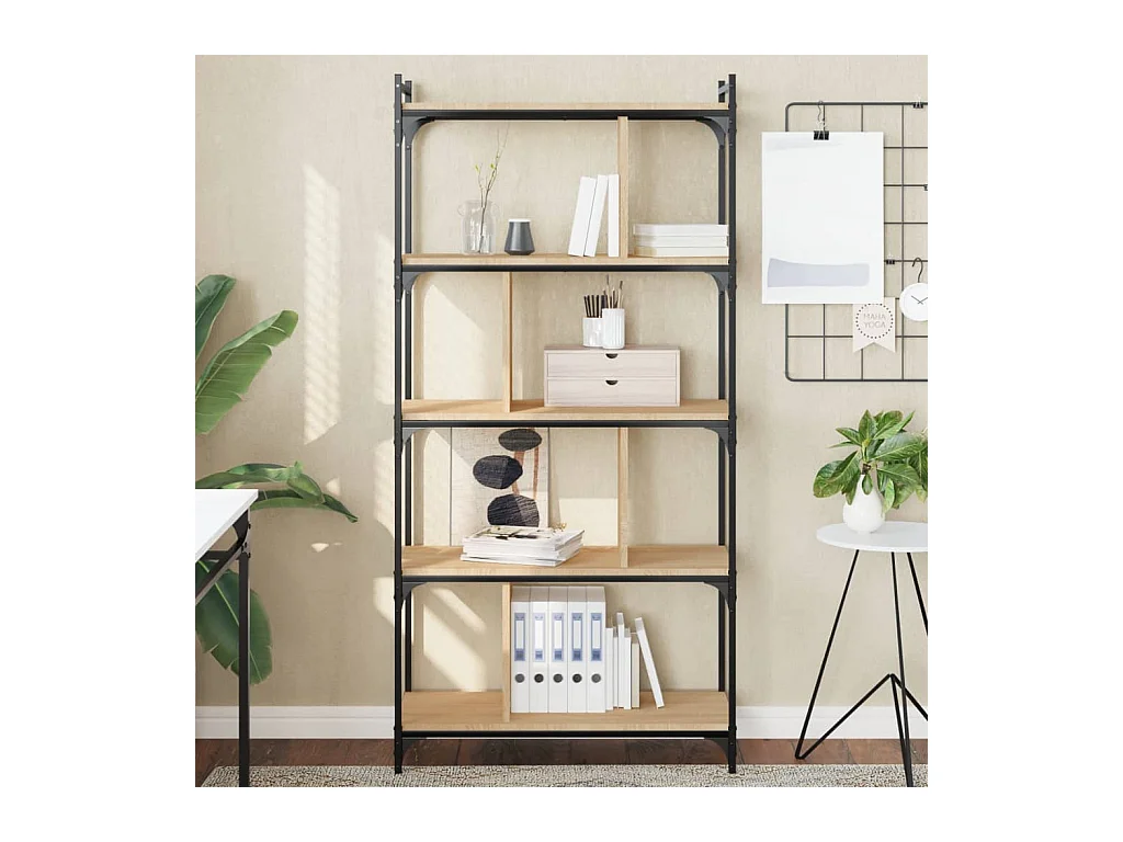 Boekenkast 5-laags 76x32x158 cm bewerkt hout sonoma eikenkleur