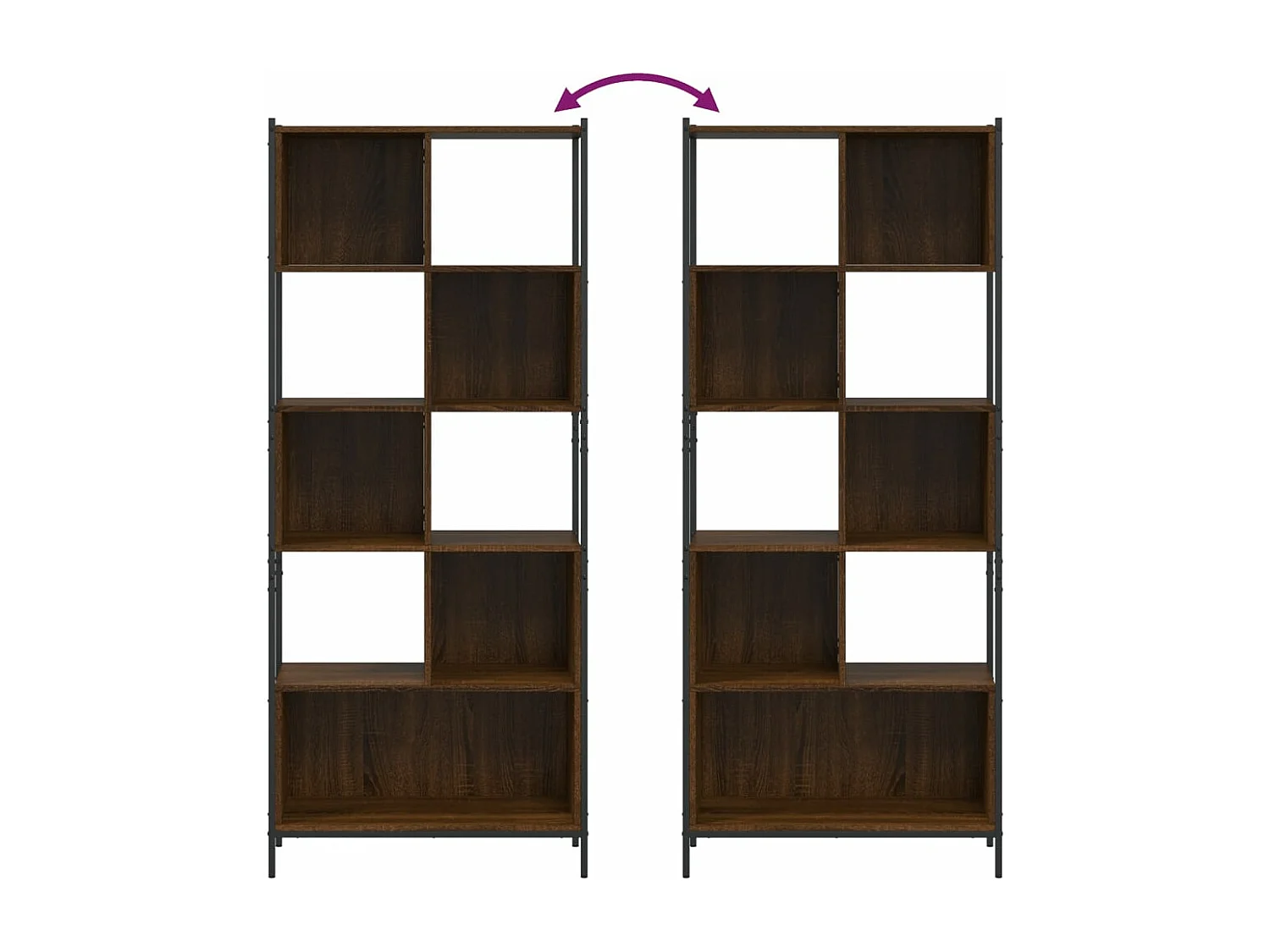 Boekenkast 72x28x172 cm bewerkt hout bruin eikenkleur