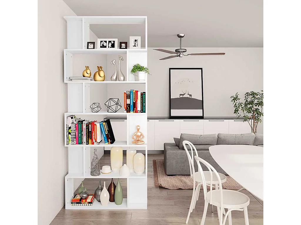 Bücherregal/Raumteiler Weiß 80x24x192 cm Holzwerkstoff