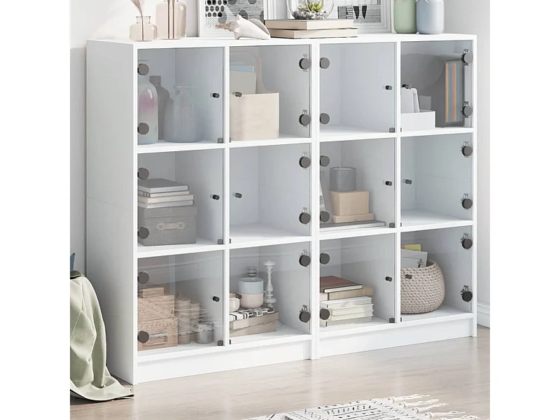 Estantería con puertas madera de ingeniería negro 136x37x109 cm