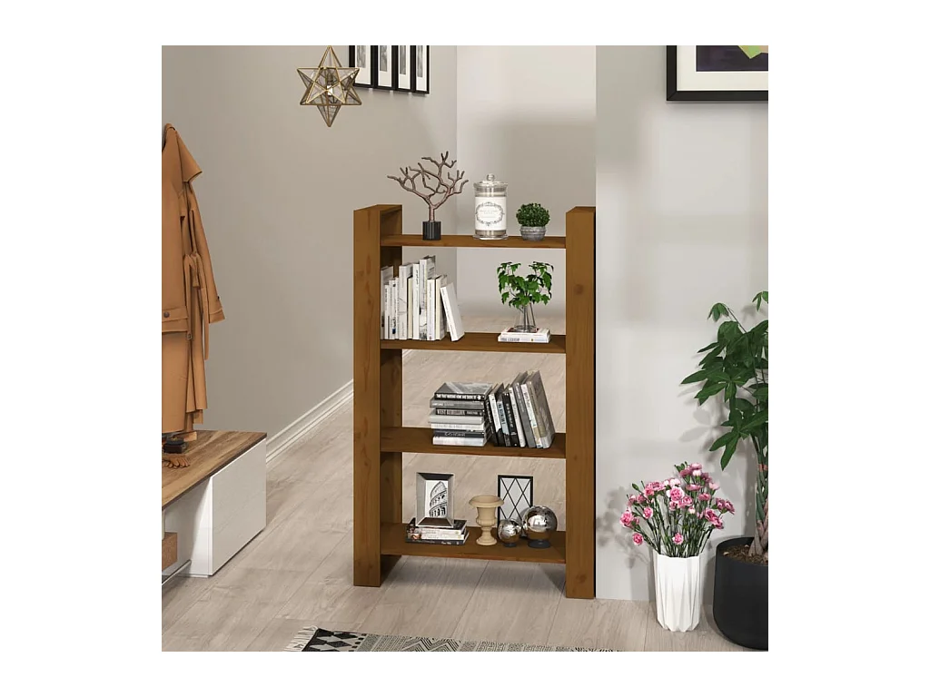 Bibliothèque/Cloison Marron miel 80x35x125 cm Bois massif