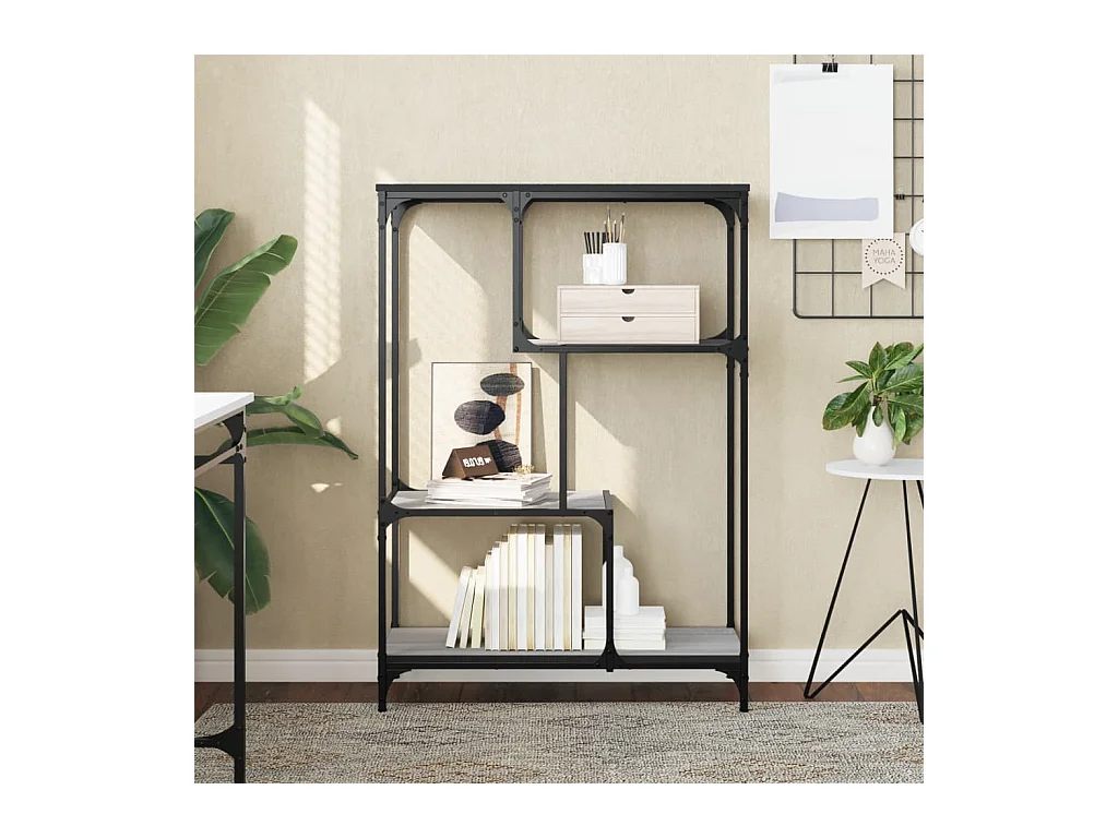 Libreria Grigio Sonoma 81x36x115 cm Legno Multistrato e Acciaio