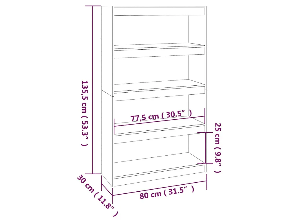 Bibliothèque/Séparateur de pièce Marron miel 80x30x135,5 cm Pin
