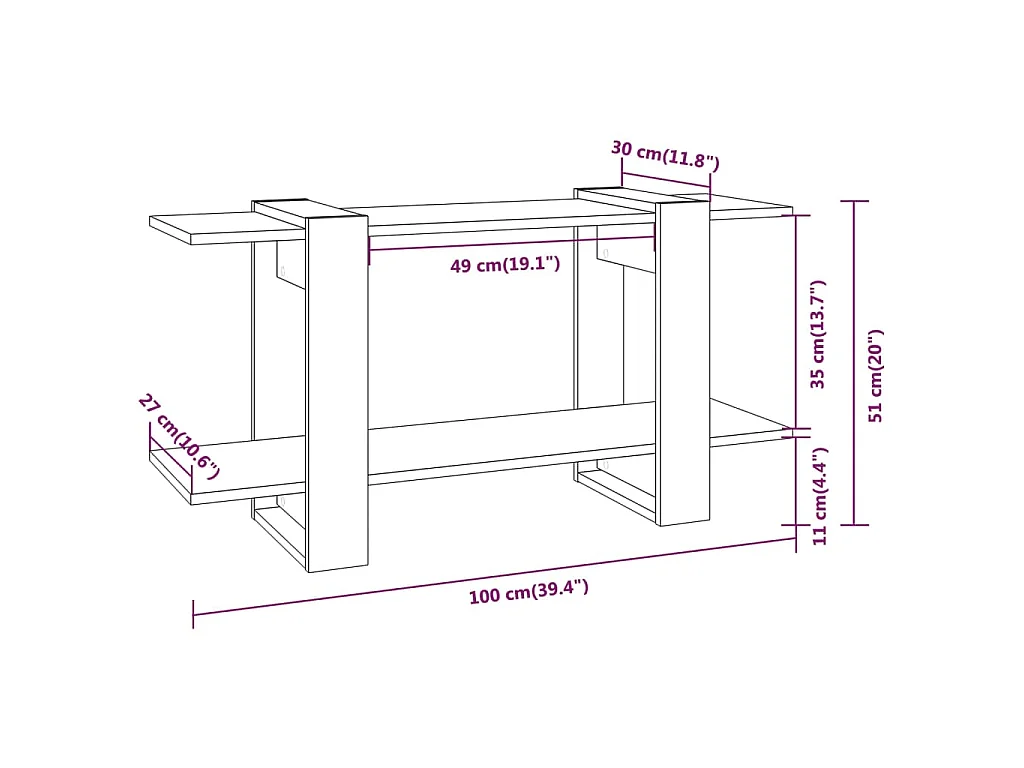 Bibliothèque Sonoma gris 100x30x51 cm Bois d'ingénierie