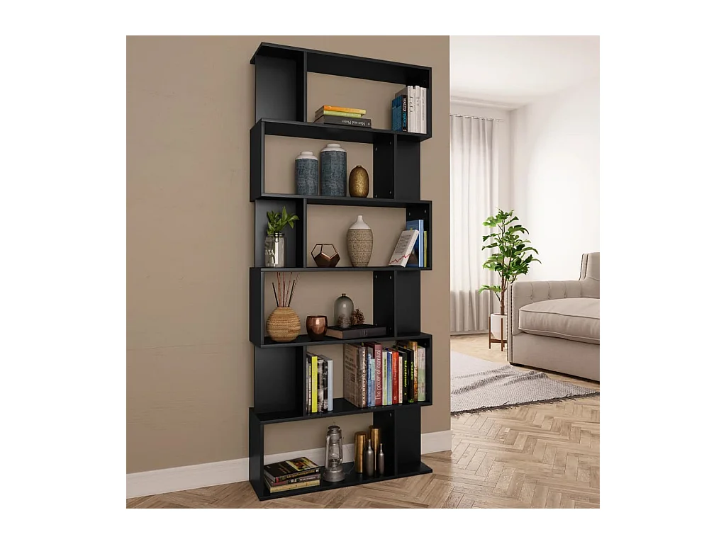 Bibliothèque/Séparateur de pièce Noir Bois d'ingénierie