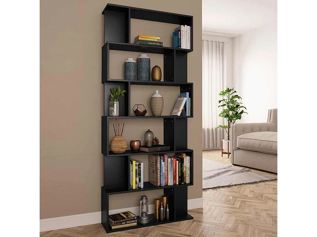 Boekenkast / kamerscherm 80x24x192 cm bewerkt hout zwart