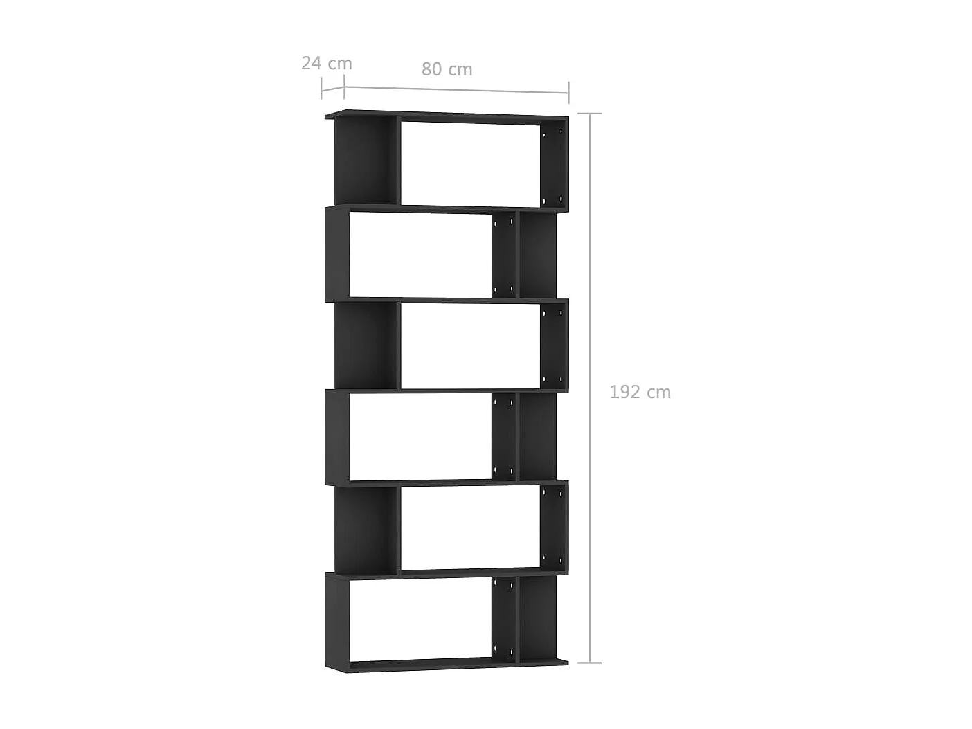 Boekenkast / kamerscherm 80x24x192 cm bewerkt hout zwart