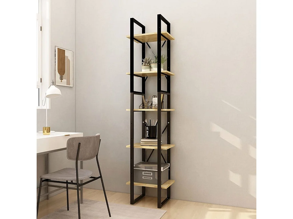 Bibliothèque à 5 niveaux 40x30x175 cm Bois de pin