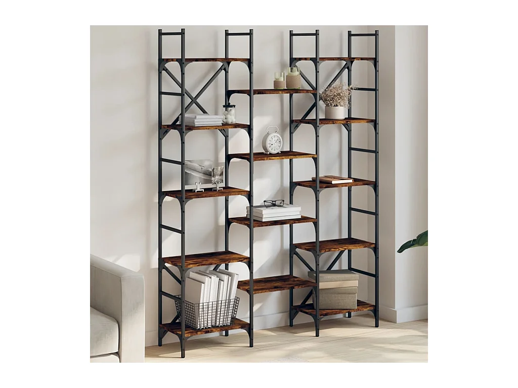 Bibliothèque chêne fumé 127,5x28,5x172,5 cm bois d'ingénierie