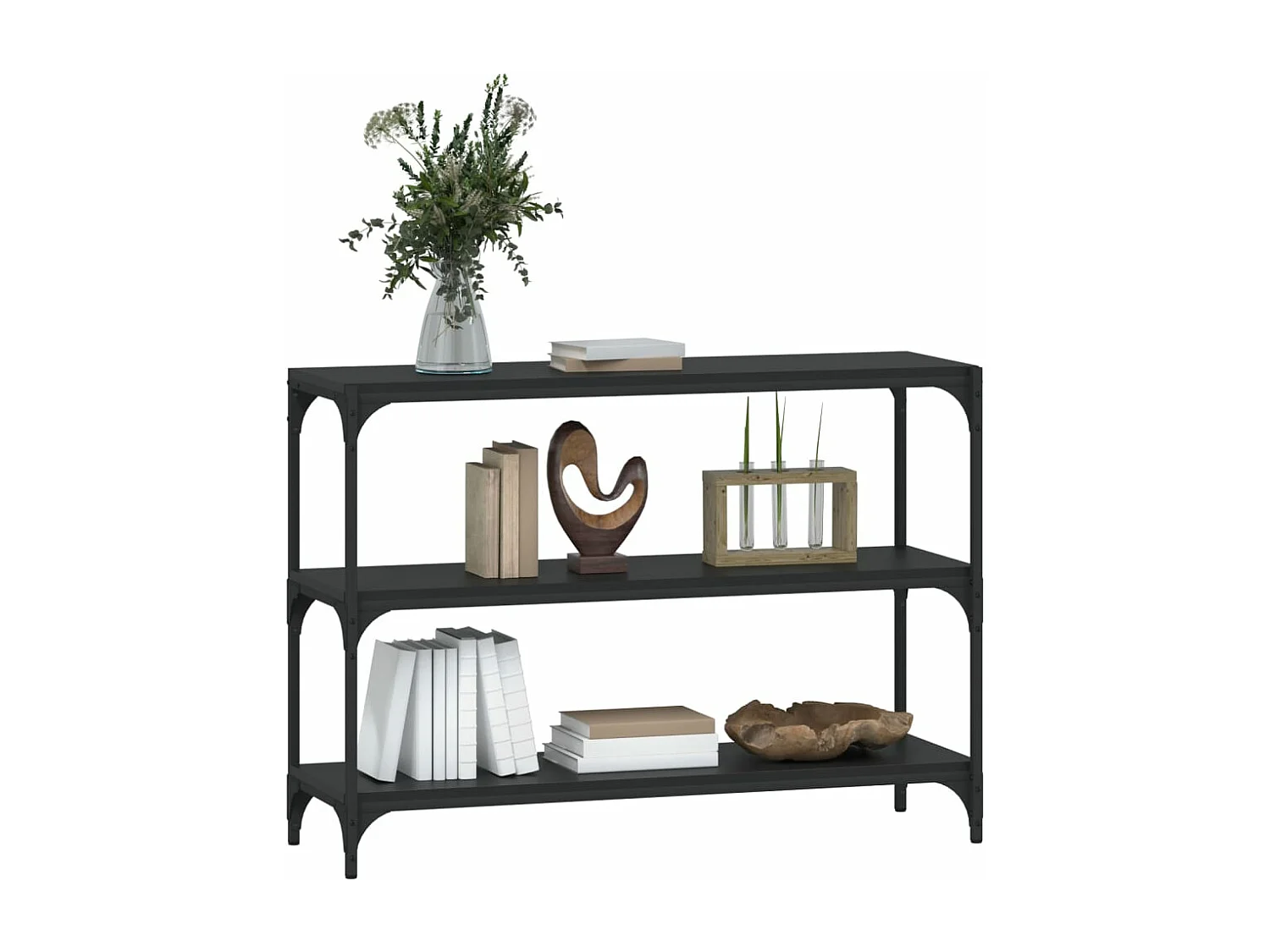 Boekenkast 100x33x70,5 cm bewerkt hout en staal zwart