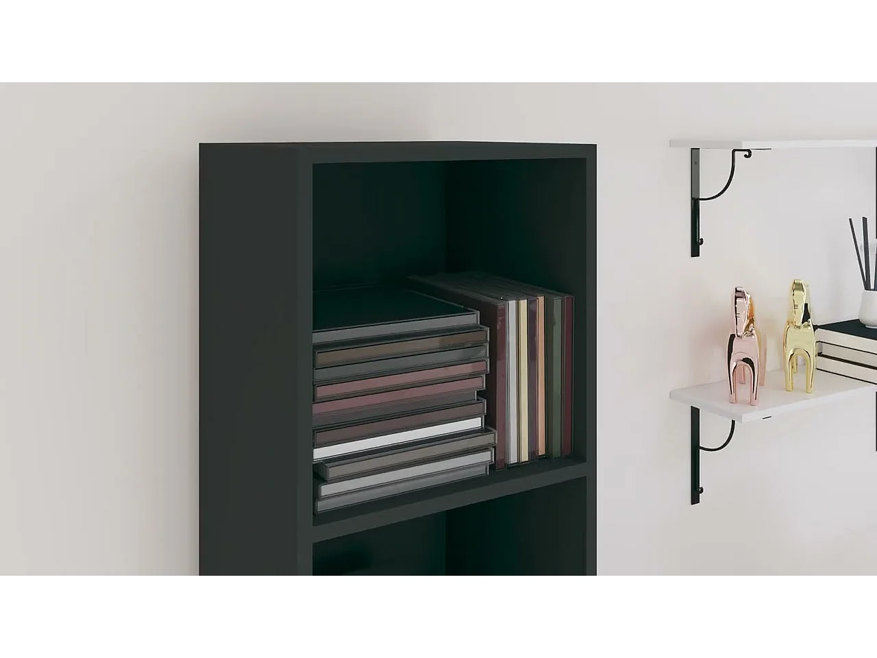 Boekenkast/tv-meubel 36x30x143 cm bewerkt hout zwart