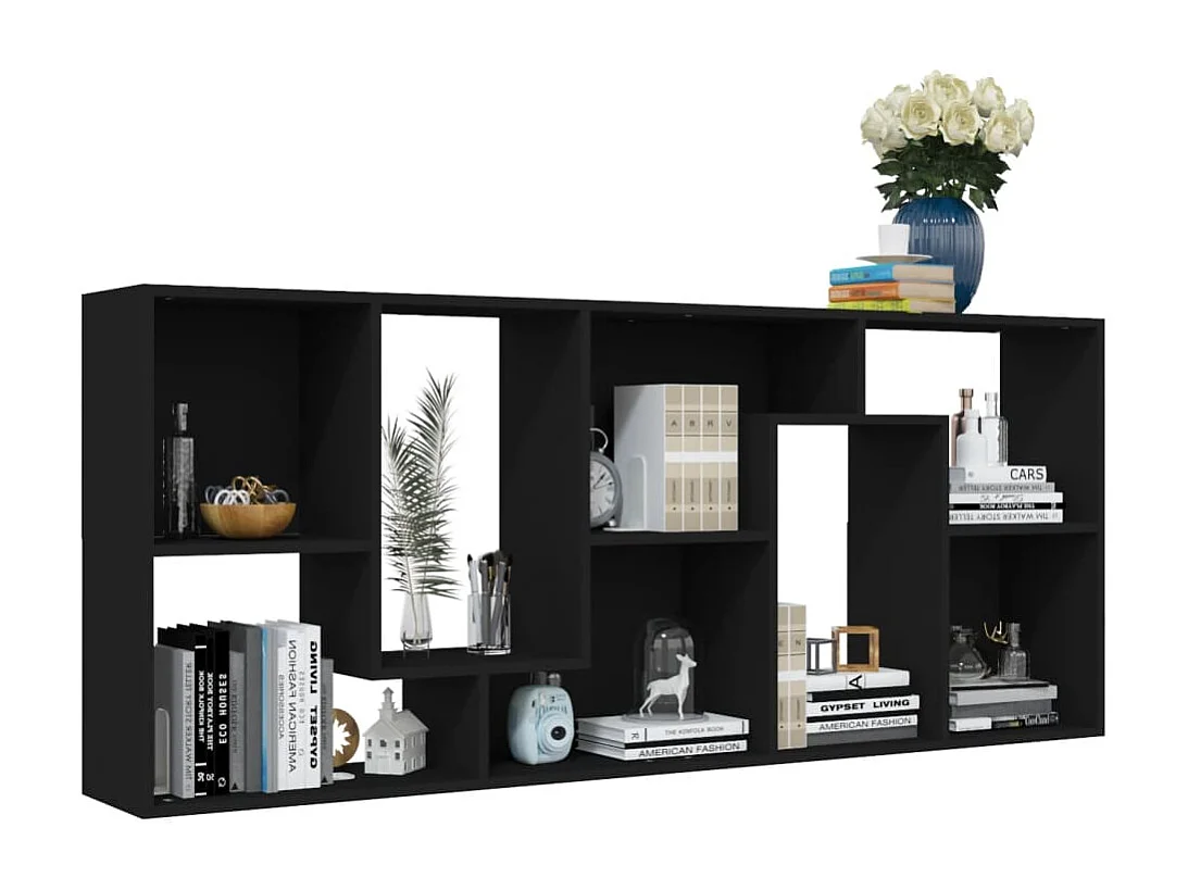 Boekenkast 67x24x161 cm bewerkt hout zwart