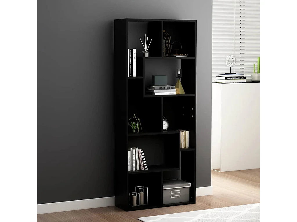 Boekenkast 67x24x161 cm bewerkt hout zwart
