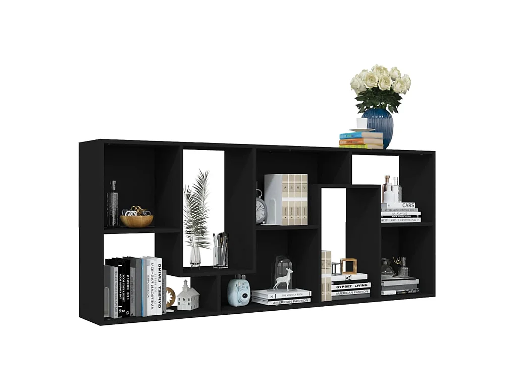 Boekenkast 67x24x161 cm bewerkt hout zwart