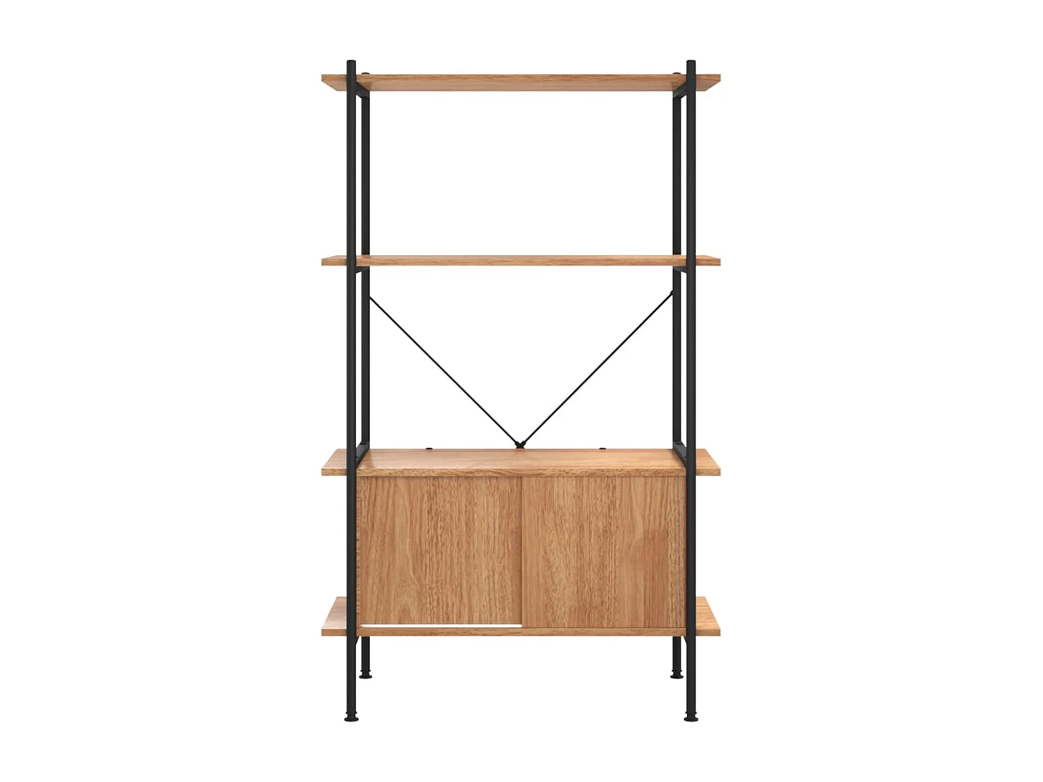 Scaffalatura 4 Livelli con Mobile 80x40x130 cm Acciaio e Legno