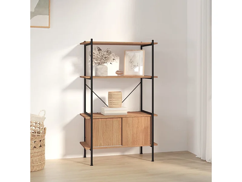 Regal mit 4 Böden und Schrank 80x40x130 cm Stahl Holzwerkstoff