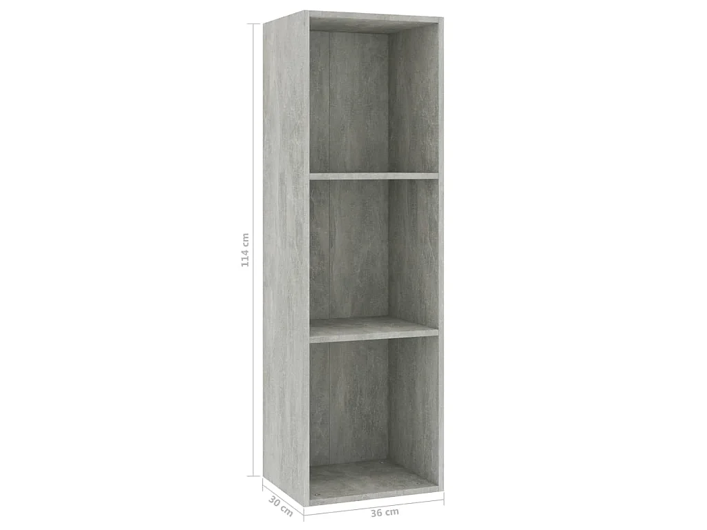 Bibliothèque/Meuble TV Gris béton 36x30x114cm Bois d’ingénierie