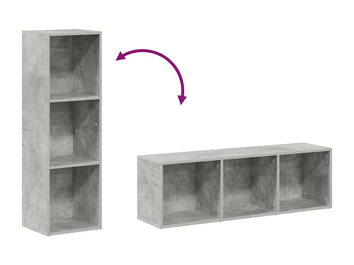 Bibliothèque/Meuble TV Gris béton 36x30x114cm Bois d’ingénierie