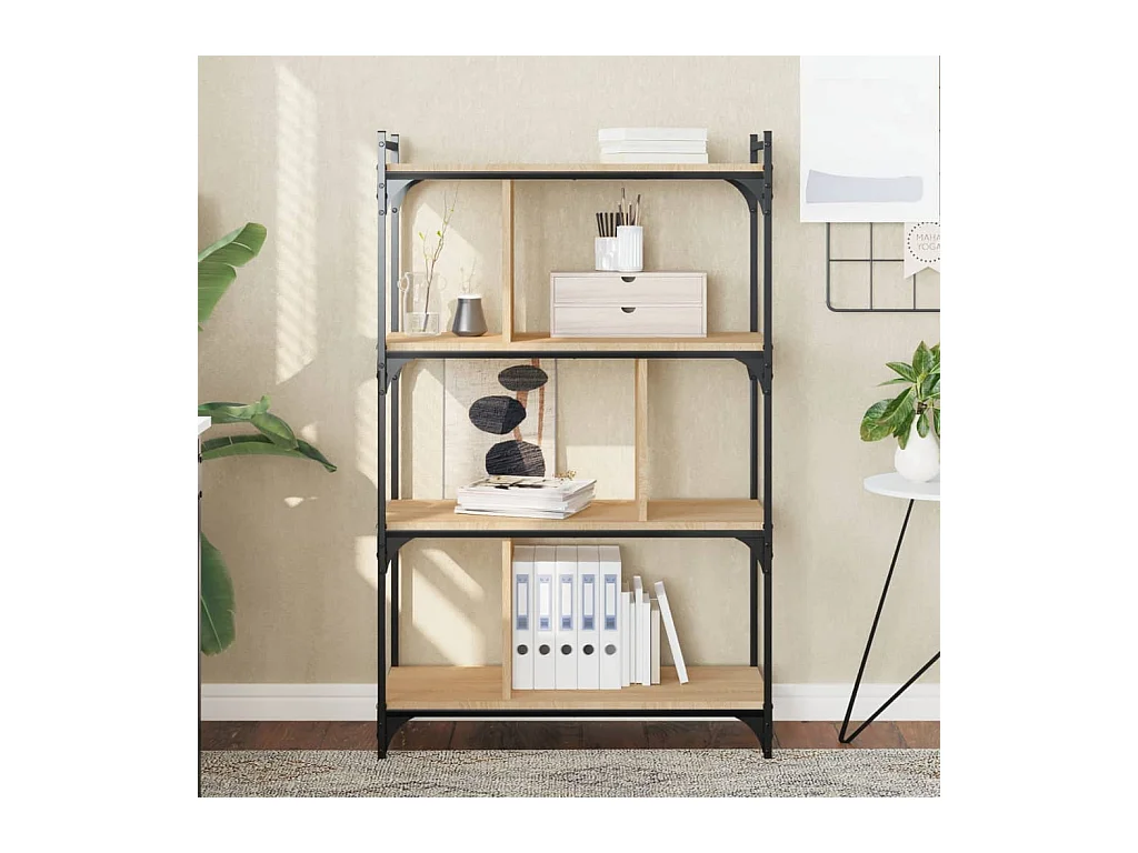 Librería 4 estantes madera ingeniería roble Sonoma 76x32x123 cm