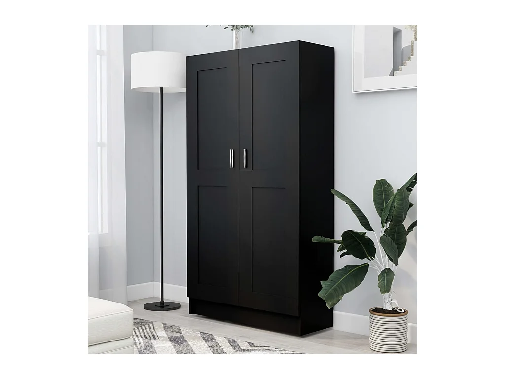 Libreria Nera 82,5x30,5x150 cm in Legno Multistrato