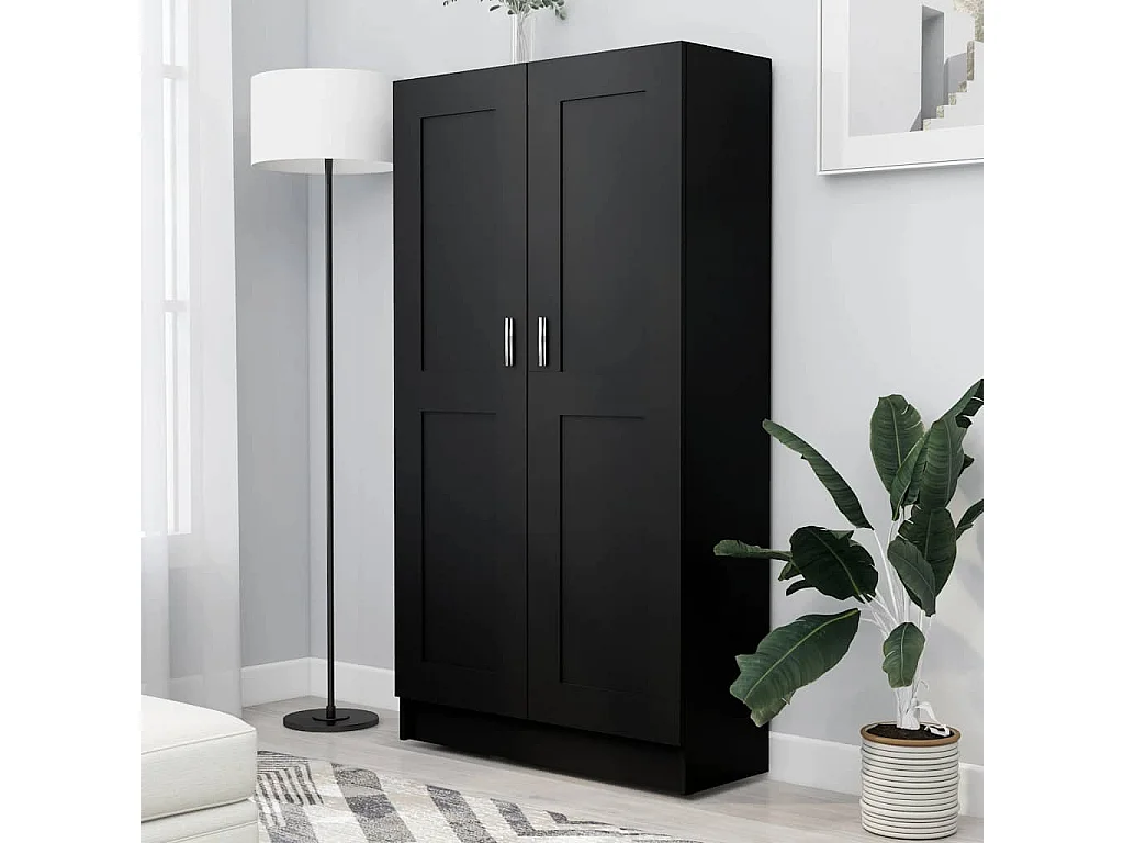 Bibliothèque Noir 82,5x30,5x150 cm Bois d’ingénierie