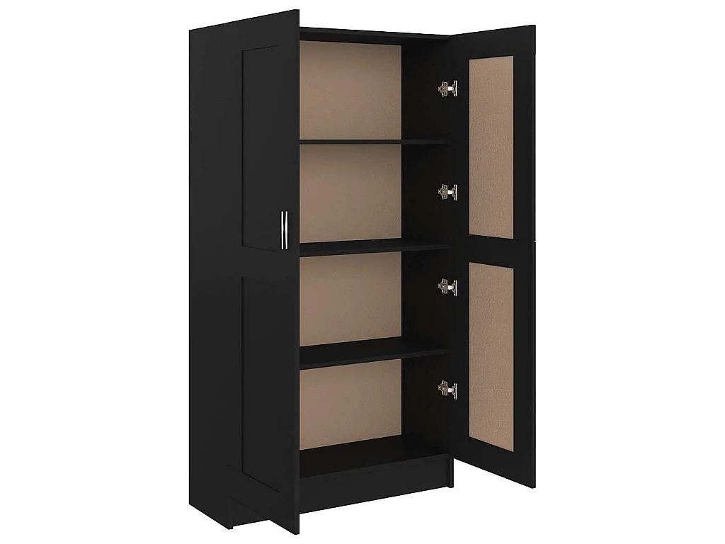 Bibliothèque Noir 82,5x30,5x150 cm Bois d’ingénierie