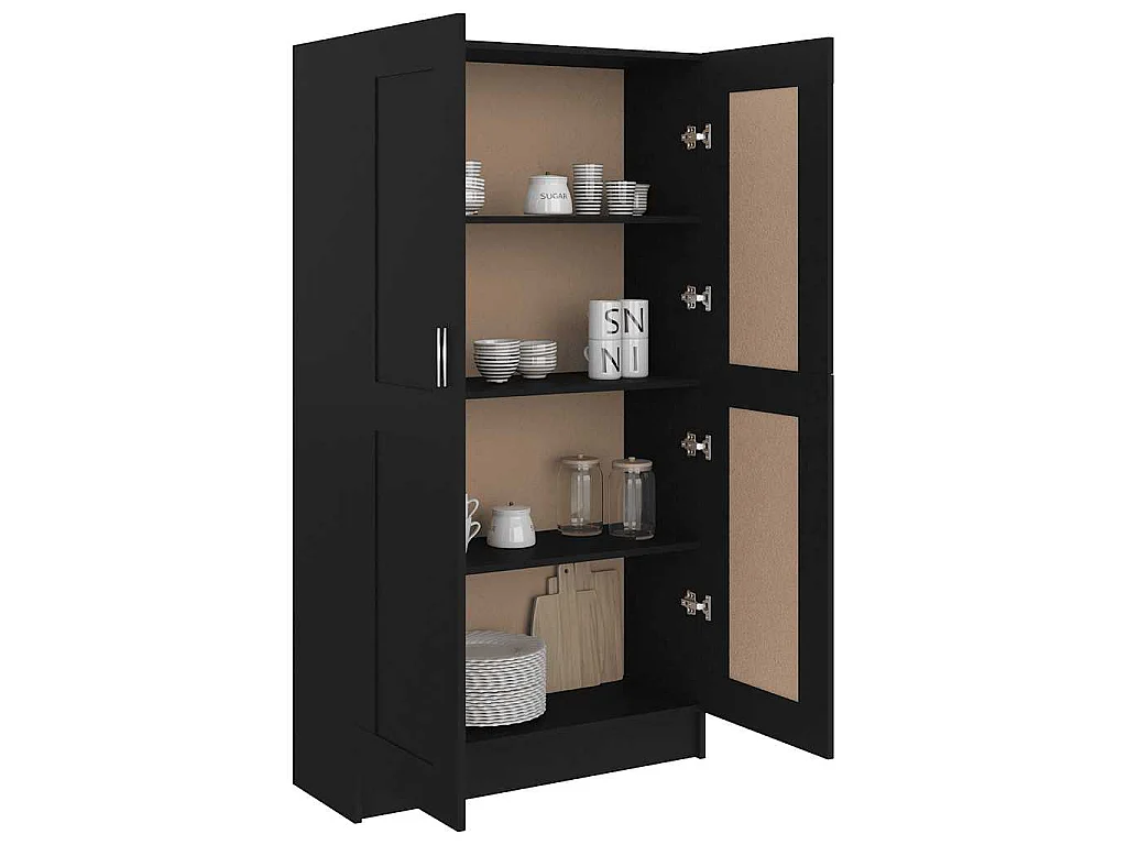Bibliothèque Noir 82,5x30,5x150 cm Bois d’ingénierie