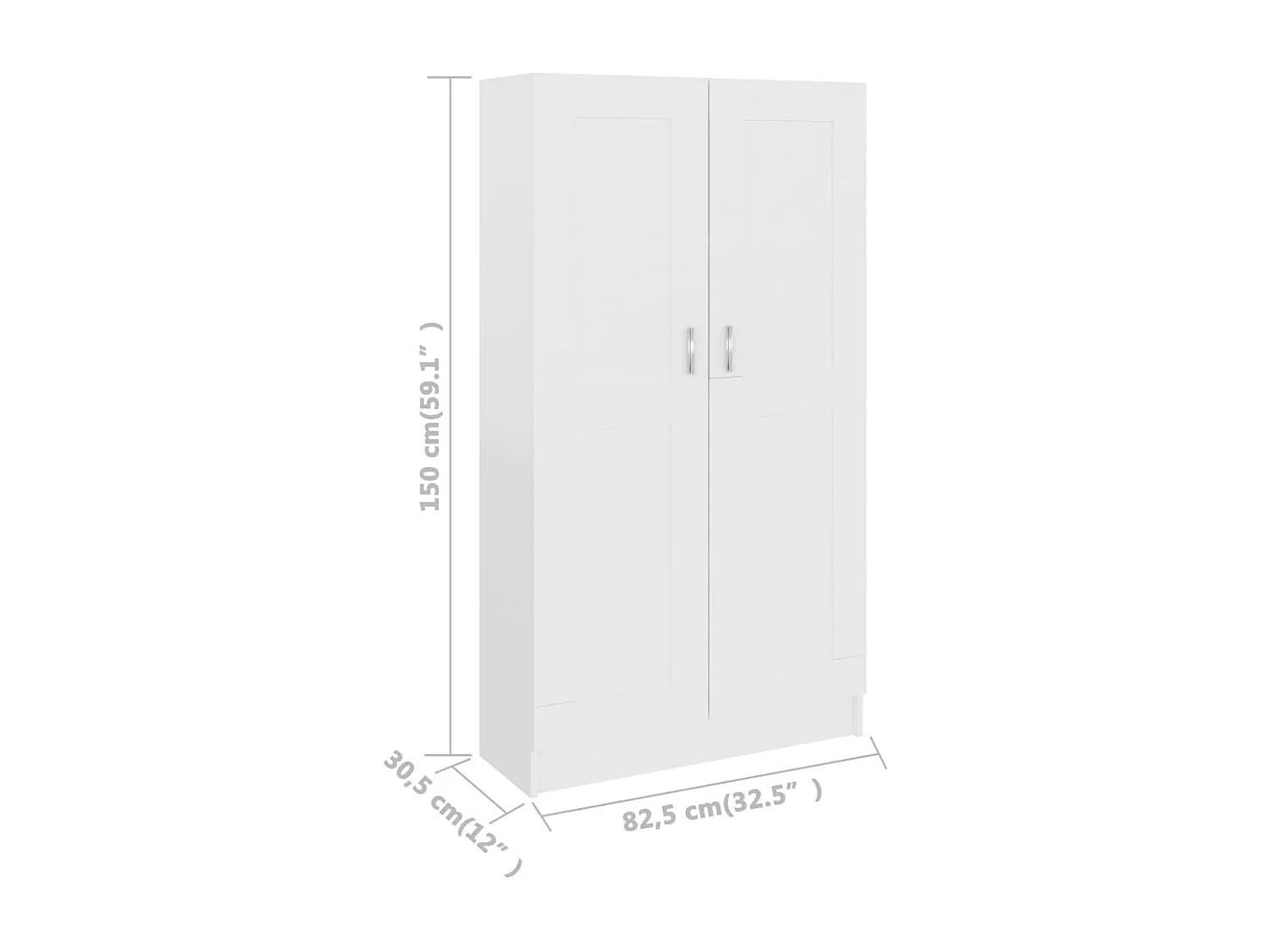 Libreria Bianca 82,5x30,5x150 cm in Legno Multistrato