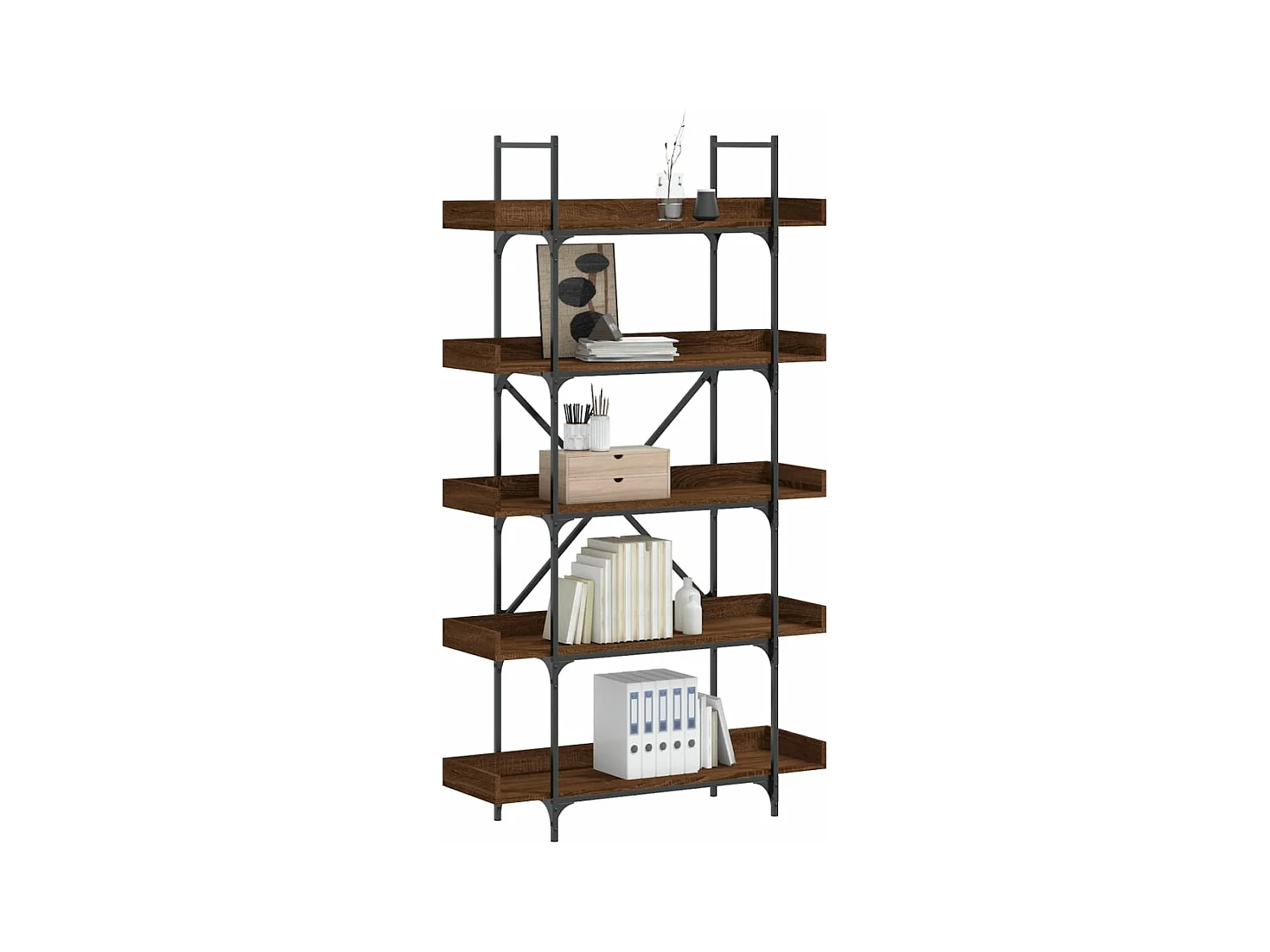 Bücherregal 5 Böden Braun Eiche-Optik 100x33x180,5 cm