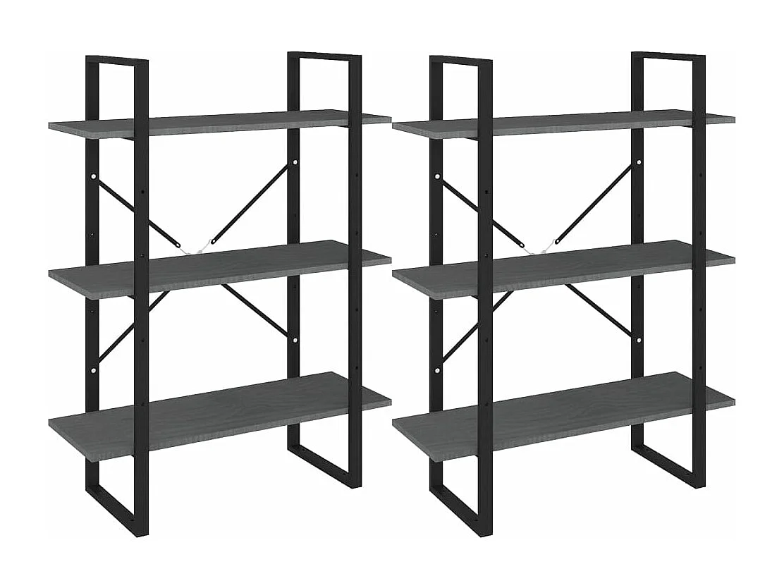 Scaffale Alto Grigio 80x30x210 cm in Legno Massello di Pino